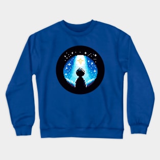 Starry Night Pixel Art - 8-Bit Night Sky Dreamscape Crewneck Sweatshirt